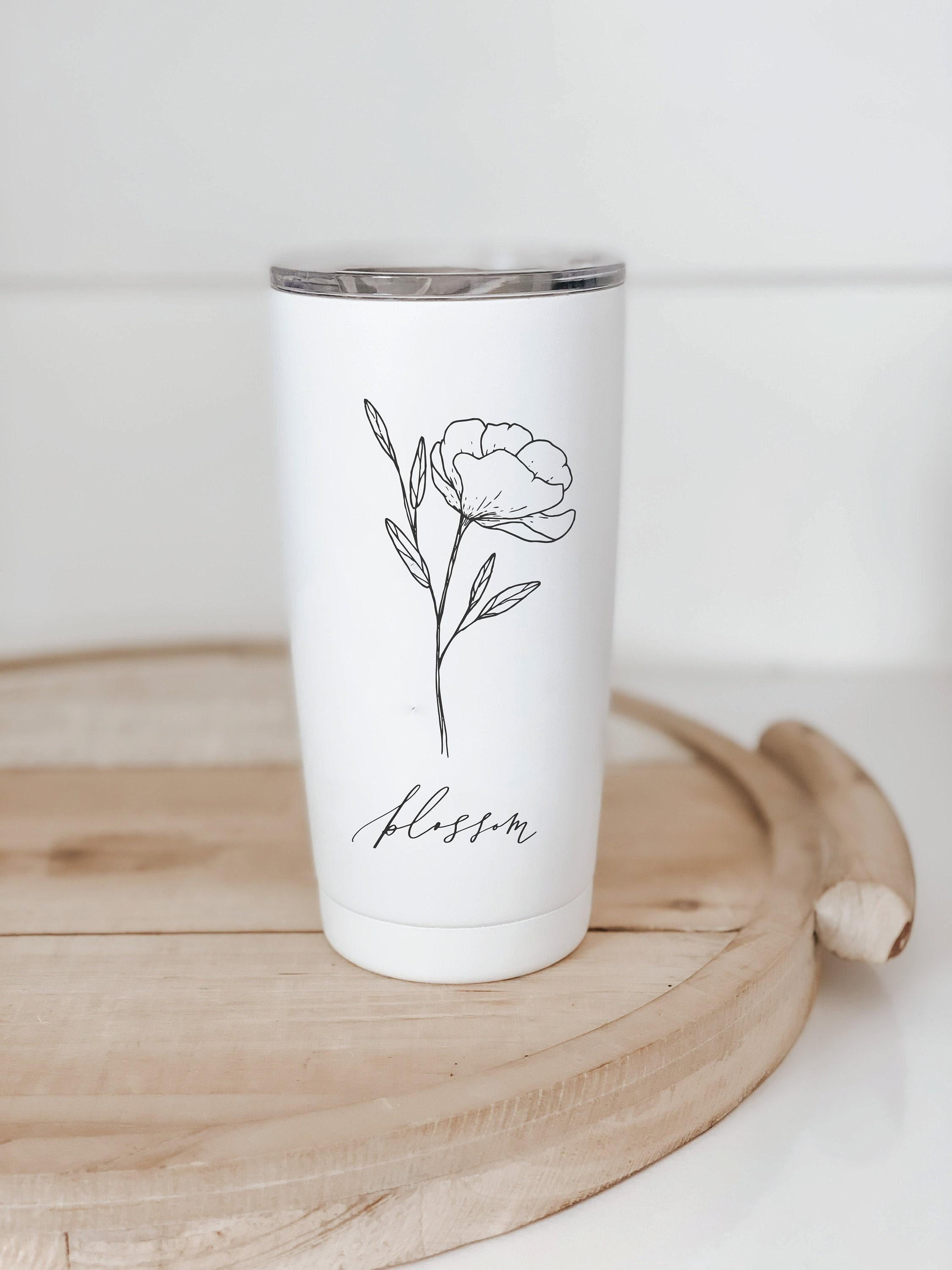 Travel Mug - Wildflower Design - mug, coffee lover, tumbler, drinkware, everyday, travel
