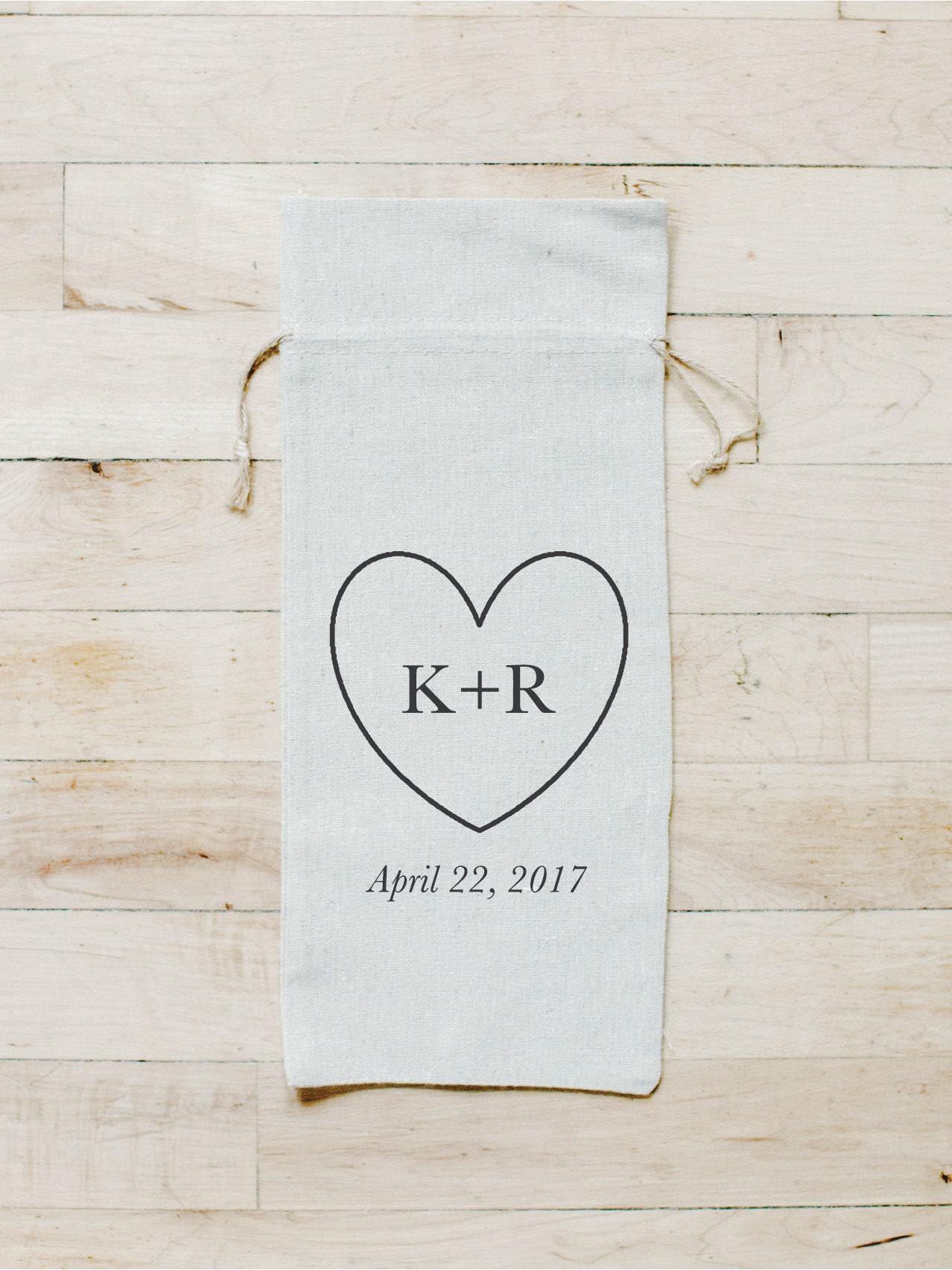 Personalized Wine Bags - Personalized Heart