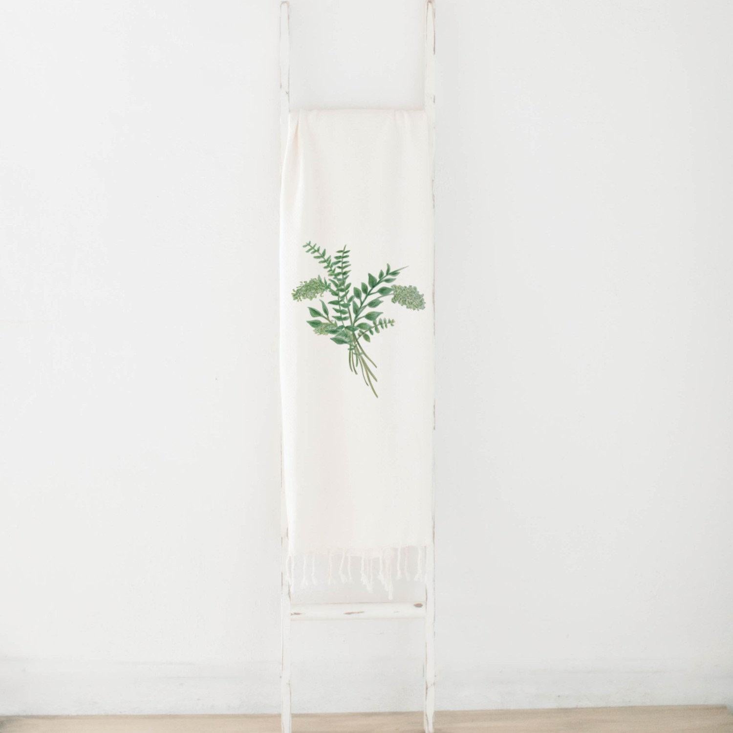 Organic Cotton Throw Blanket: Eucalyptus Watercolor Design, Lightweight Decor