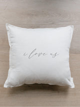 I Love Us Throw Pillow: Organic Cotton Calligraphy Cushion Cover