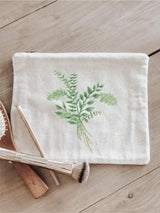 Eucalyptus Watercolor Cosmetic Bag: Handmade Organic Cotton Pencil Case