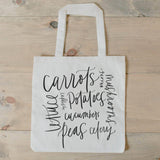 Organic Cotton Veggie Tote Bag: Farmers Market Reusable Grocery Bag