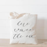 Here Comes the Sun Tote Bag: Organic Cotton Market Bag