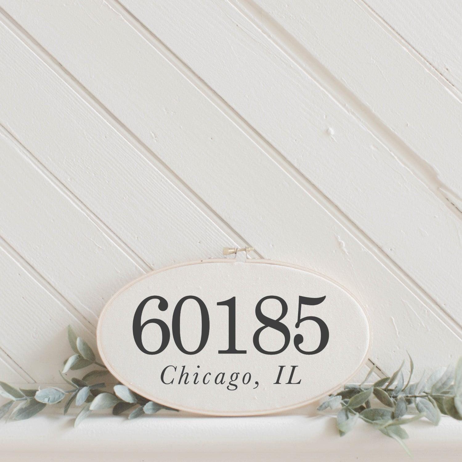 Embroidery Hoop - Personalized Zip Code
