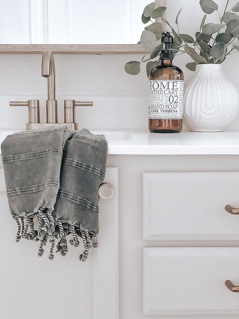 Textured Lines Kitchen Towel - housewarming gift, kitchen decor, cozy home, linen cotton towel