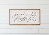 Wood Framed Sign - Great Is Thy Faithfulness, rustic home decor, gallery wall, housewarming gift, framed decor, farmhouse style, wall decor