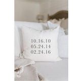 Throw Pillow - Personalized Special Dates - Event Commemoration, new baby gift, Anniversary, Wedding, photo prop, Life Events