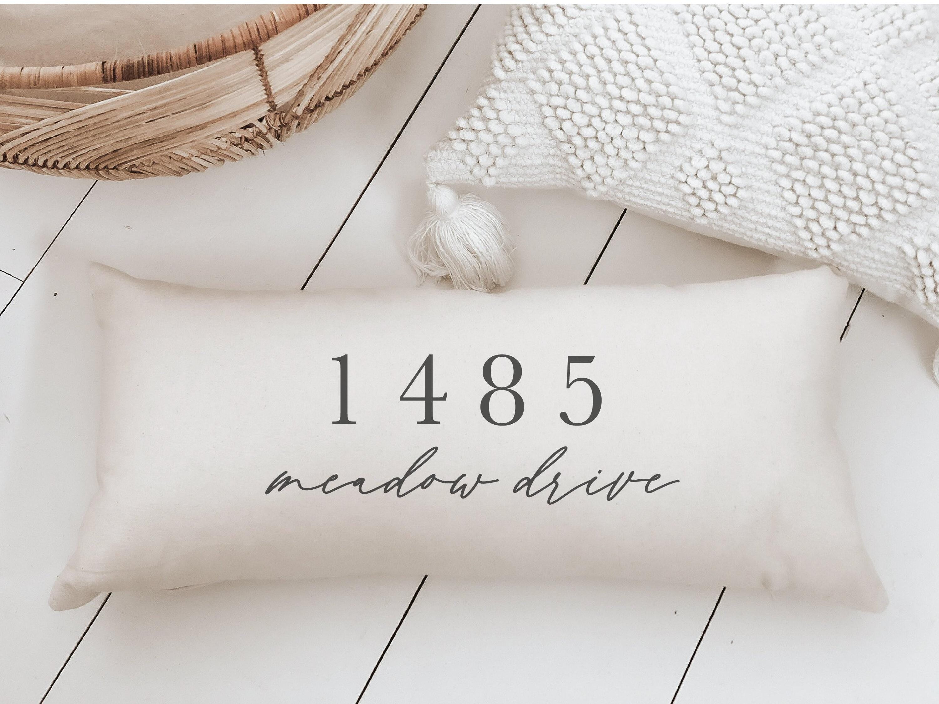 Lumbar Pillow - Personalized Street Address - Farmhouse Style, home décor, housewarming gift, throw pillow, Organic cotton, handmade