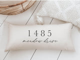 Lumbar Pillow - Personalized Street Address - Farmhouse Style, home décor, housewarming gift, throw pillow, Organic cotton, handmade