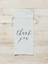 Wine Bag - Thank You, Calligraphy, hostess gift or wedding gift, engagement present