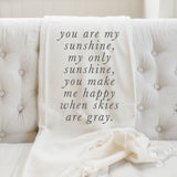 Throw Blanket - You Are My Sunshine, housewarming gift, decorative blanket, cozy, pretty