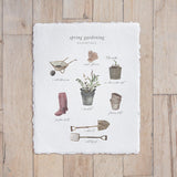 Calligraphy Print - Garden Essentials Watercolor, Spring Decor, housewarming gift, farmhouse decor, present, rustic style