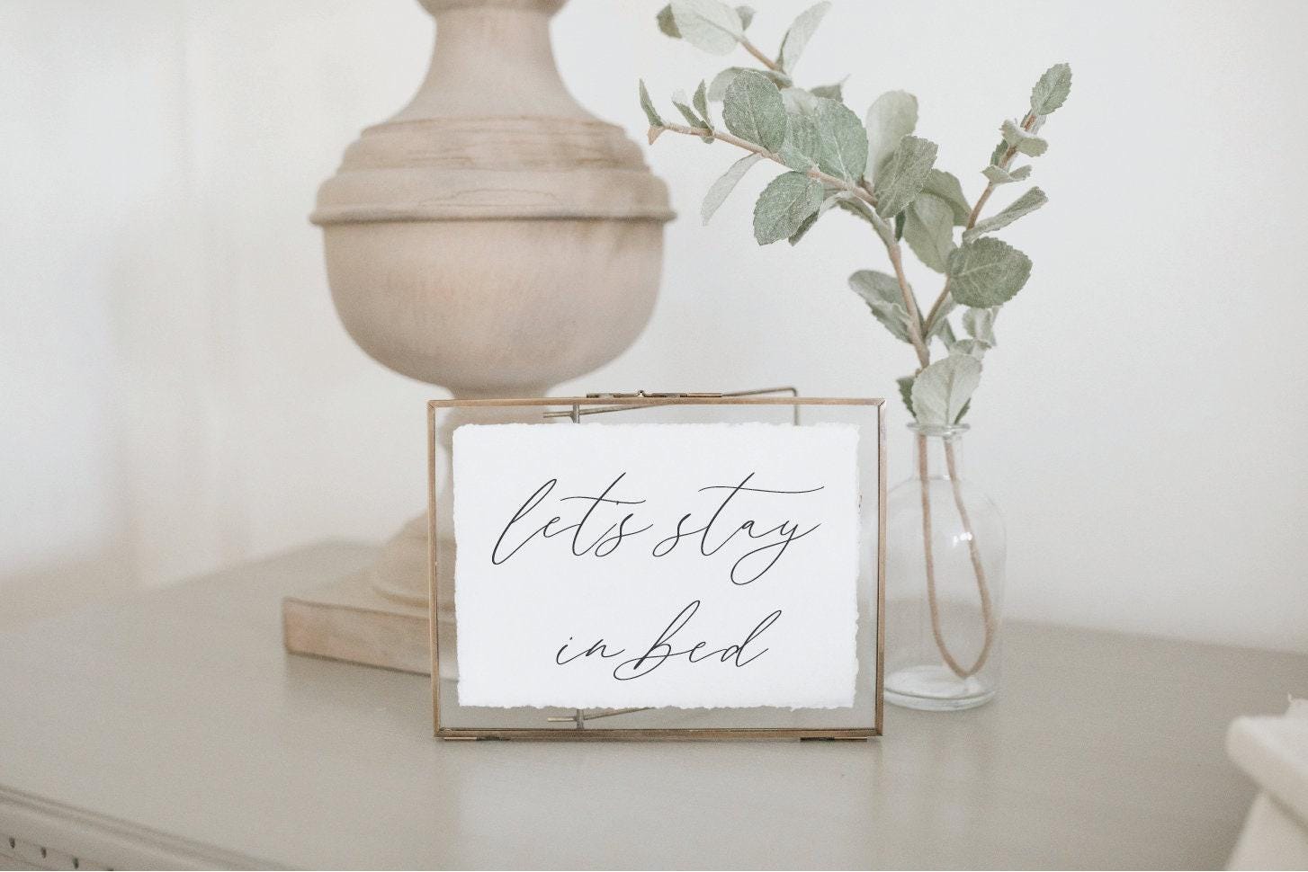 Calligraphy Print - Let's Stay In Bed - Horizontal