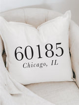 Personalized Zip Code Throw Pillow: Custom Home Address, Realtor Gift