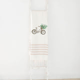 Floral Bike Watercolor Throw Blanket: Organic Cotton Spring Decor