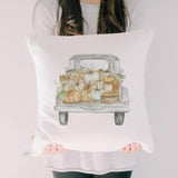 Throw Pillow - Pumpkin Truck Watercolor, calligraphy, home decor, fall decor, housewarming gift, cushion cover, throw pillow, seasonal