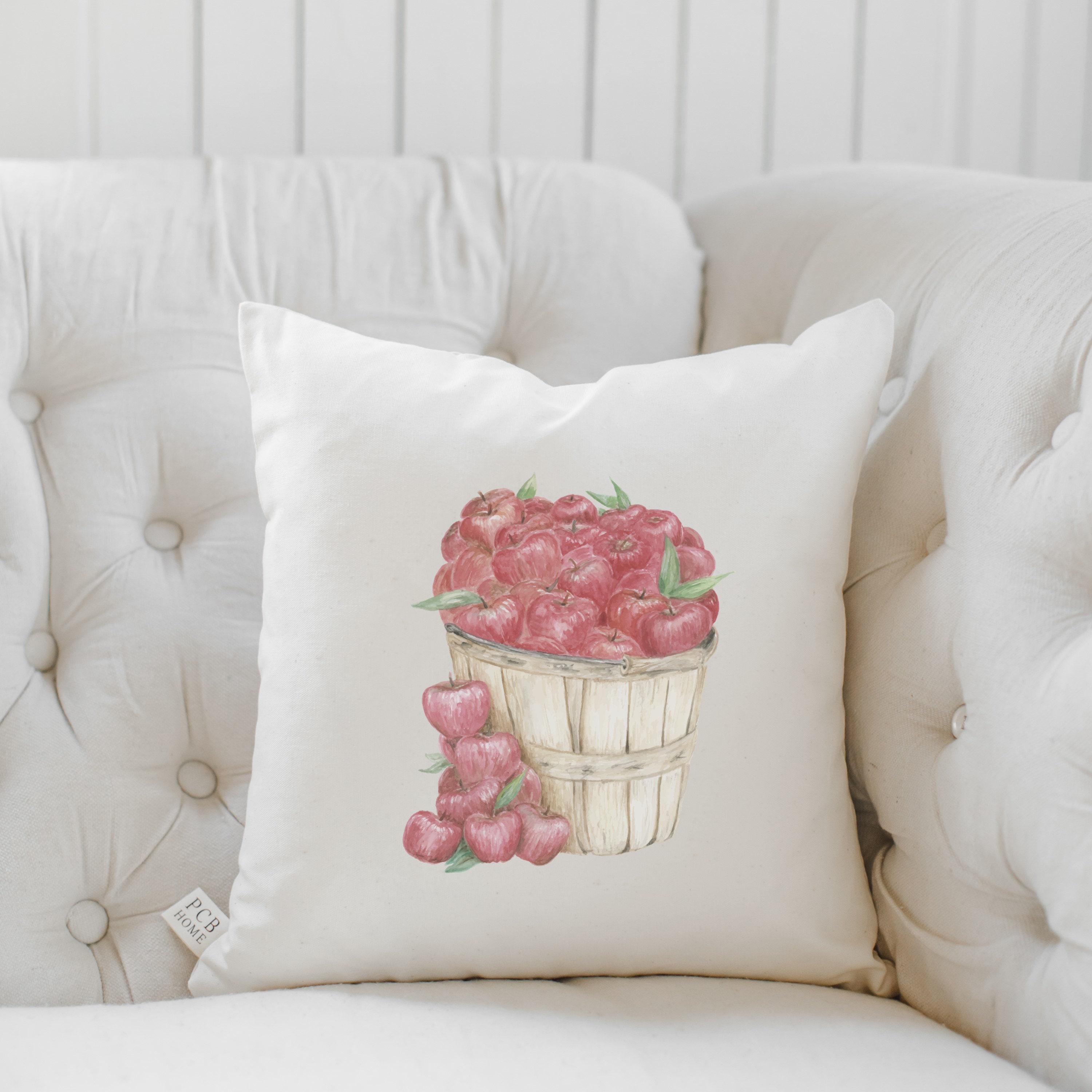 Throw Pillow - Apple Bunch Watercolor, calligraphy, home decor, fall decor, housewarming gift, cushion cover, throw pillow, seasonal