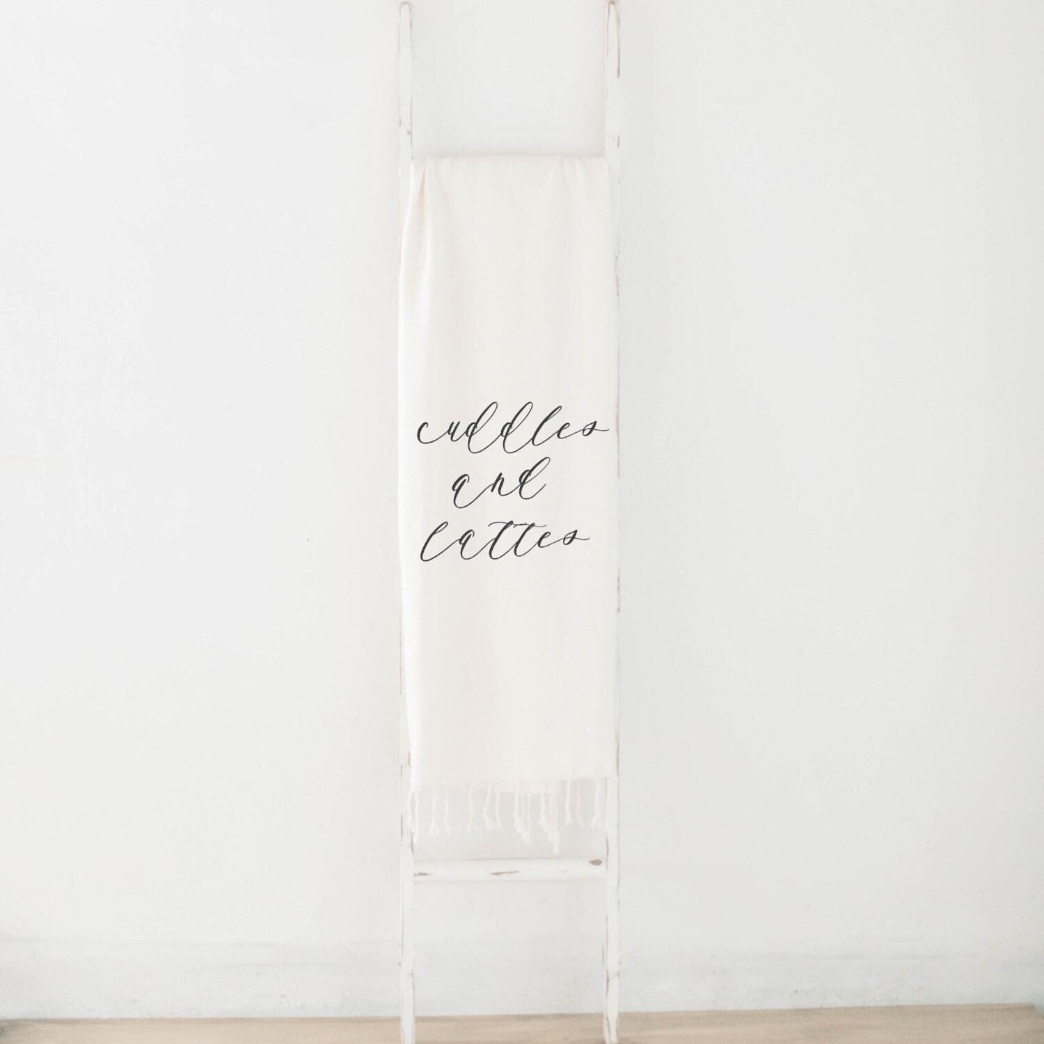 Throw Blanket -  Cuddles + Lattes, housewarming gift, decorative blanket, cozy, fall decor, autumn designs, soft and comfy