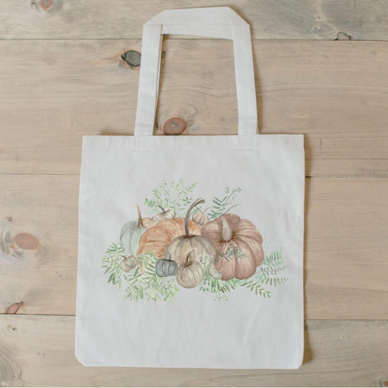 Tote Bag - Pumpkin Bunch Watercolor, fall decor, apple picking, autumn essentials, housewarming gift, lifestyle decor, accessory bag