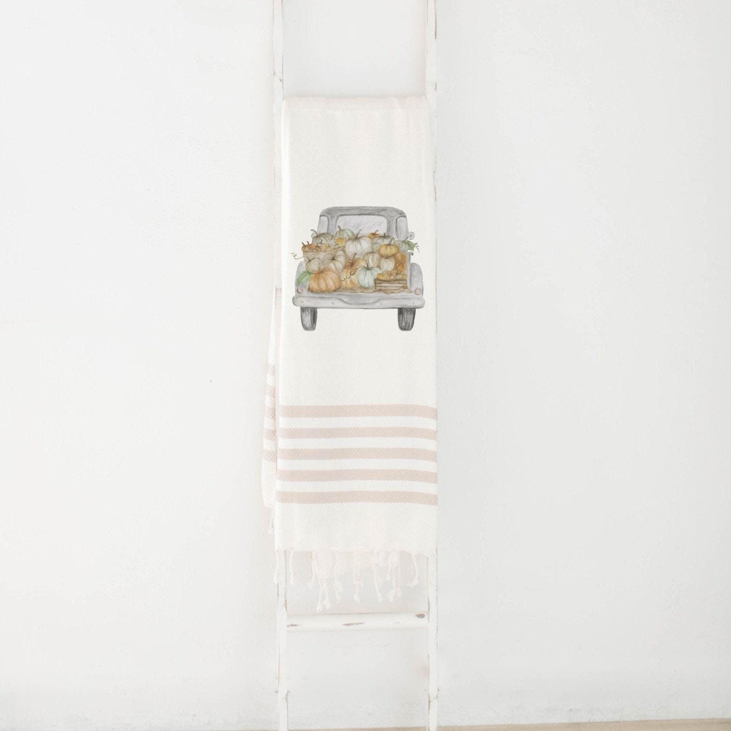 Throw Blanket - Pumpkin Truck Watercolor, housewarming gift, decorative blanket, cozy, fall decor, autumn designs, soft and comfy