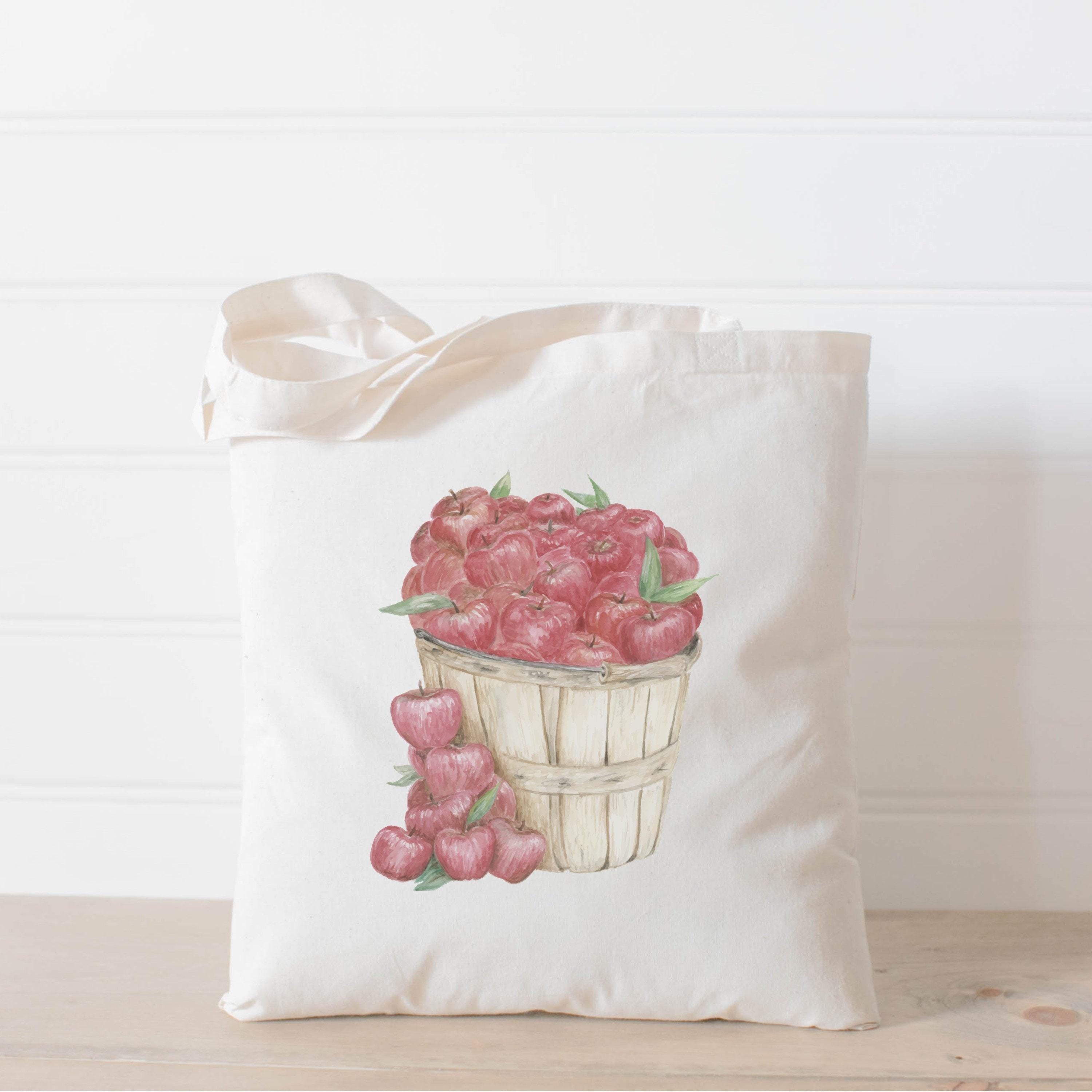 Tote Bag - Apple Bunch Watercolor, fall decor, apple picking, autumn essentials, housewarming gift, lifestyle decor, accessory bag