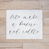 Fall Calligraphy Print - Lets Make a Bonfire and Cuddle, Fall Decor, Gift, Holiday Gift, Seasonal Home Decor