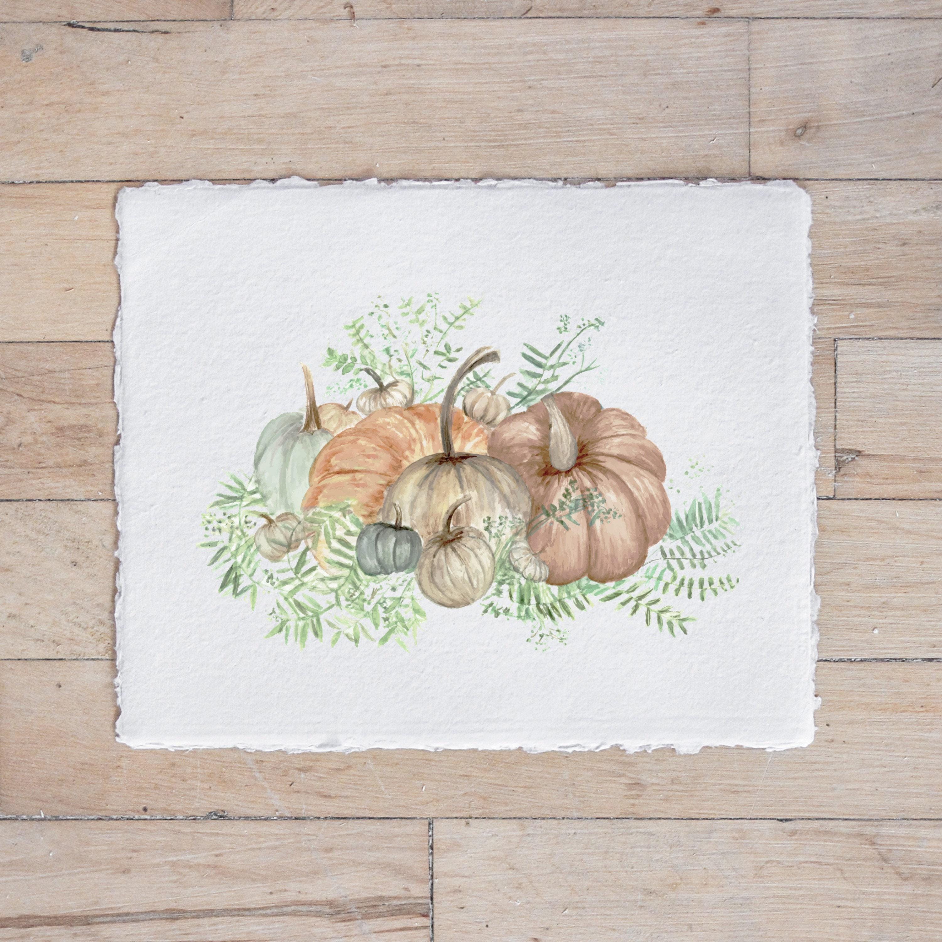 Glass Table Frames & Cards - Pumpkin Bunch Watercolor