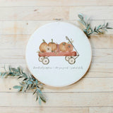 Printed Embroidery Hoop - Pumpkin Wagon Watercolor, Fall Decor, Home Decor, fall gift ideas