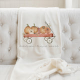 Throw Blanket - Pumpkin Wagon Watercolor, present, housewarming gift, decorative blanket, cozy, pretty, fall decor