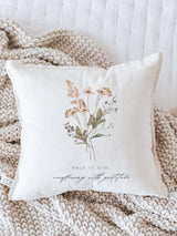 Throw Pillow - Overflowing with Gratitude - Autumn home décor, fall décor, cushion cover, throw pillow, seasonal pillow, cursive font décor