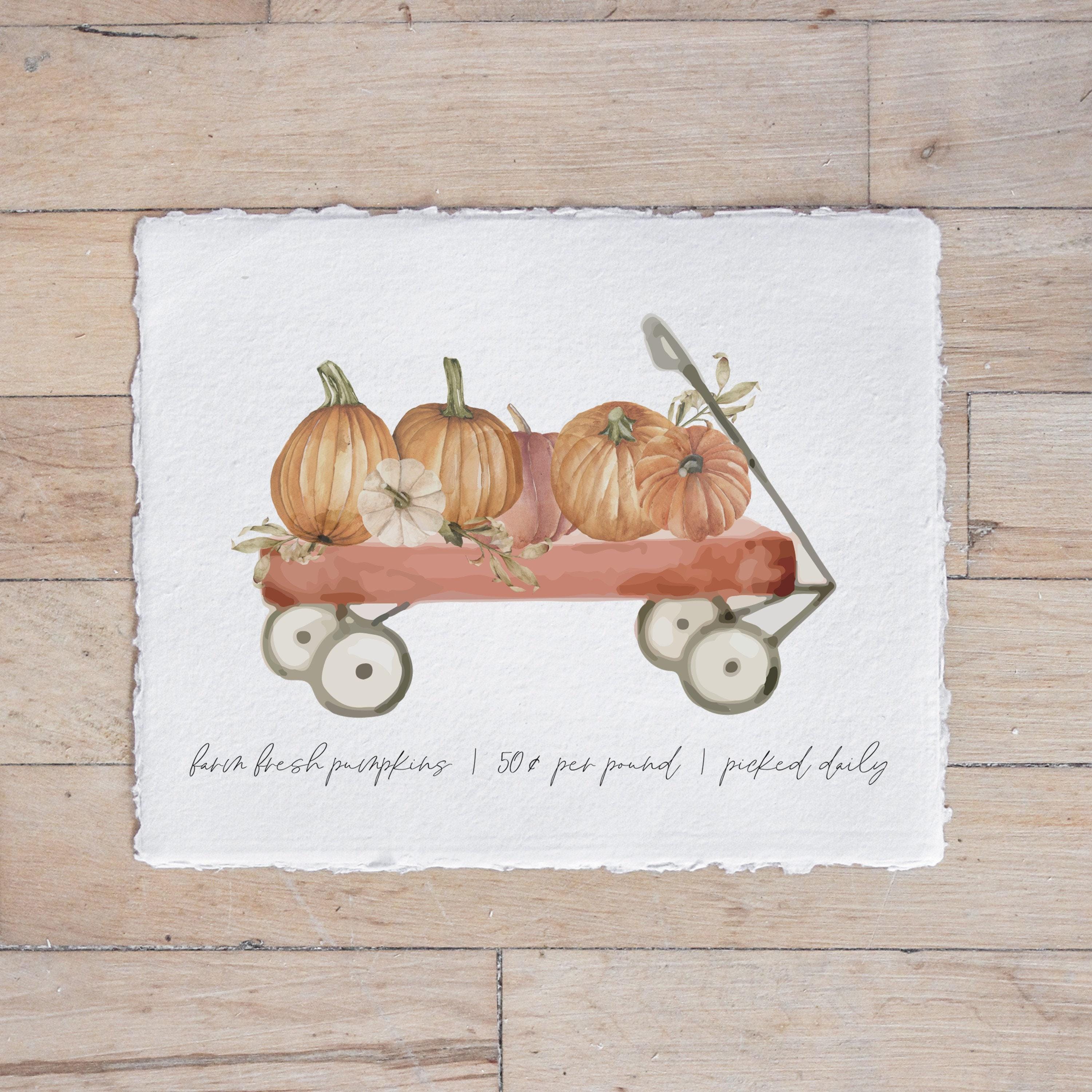 Calligraphy Print - Pumpkin Wagon Print - Vertical, mother's day gift, present for mom