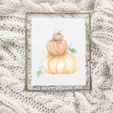 Fall Calligraphy Print - Pumpkin Stack Watercolor, Fall Decor, Gift, Holiday Gift, Seasonal Home Decor