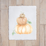 Fall Calligraphy Print - Pumpkin Stack Watercolor, Fall Decor, Gift, Holiday Gift, Seasonal Home Decor