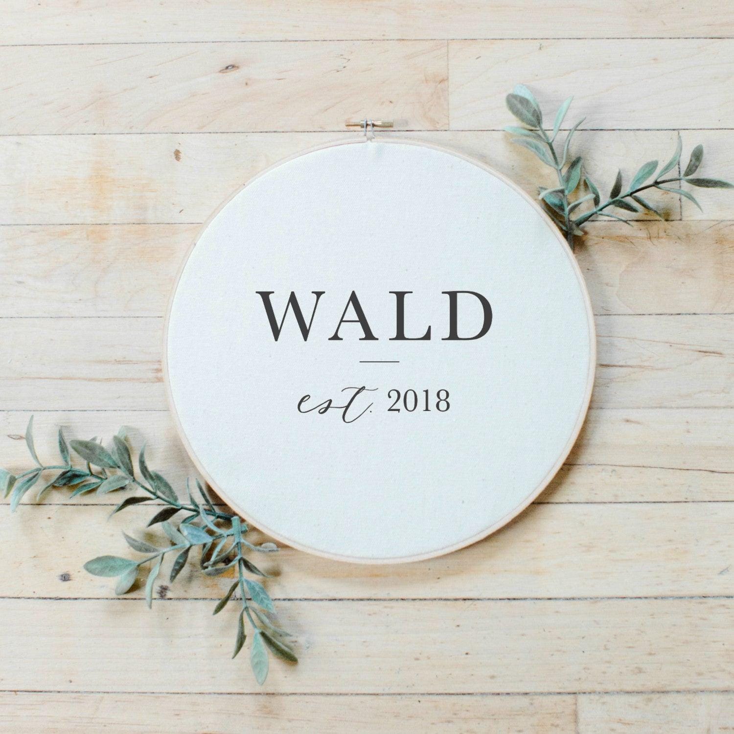 Embroidery Hoop - Personalized Last Name With Date