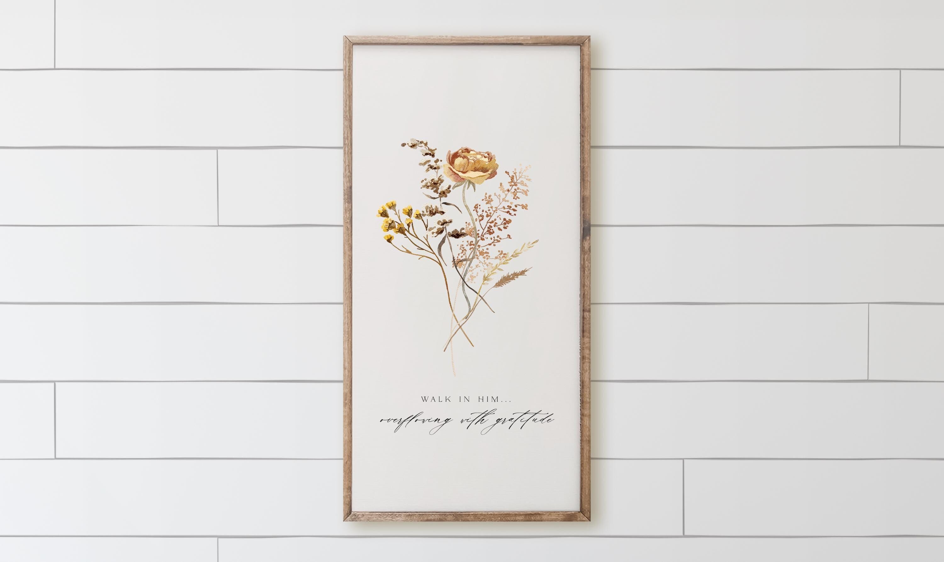 Wood Framed Sign - Overflowing with Gratitude - gallery wall, housewarming gift, framed decor, wall decor, wall art, decorative sign