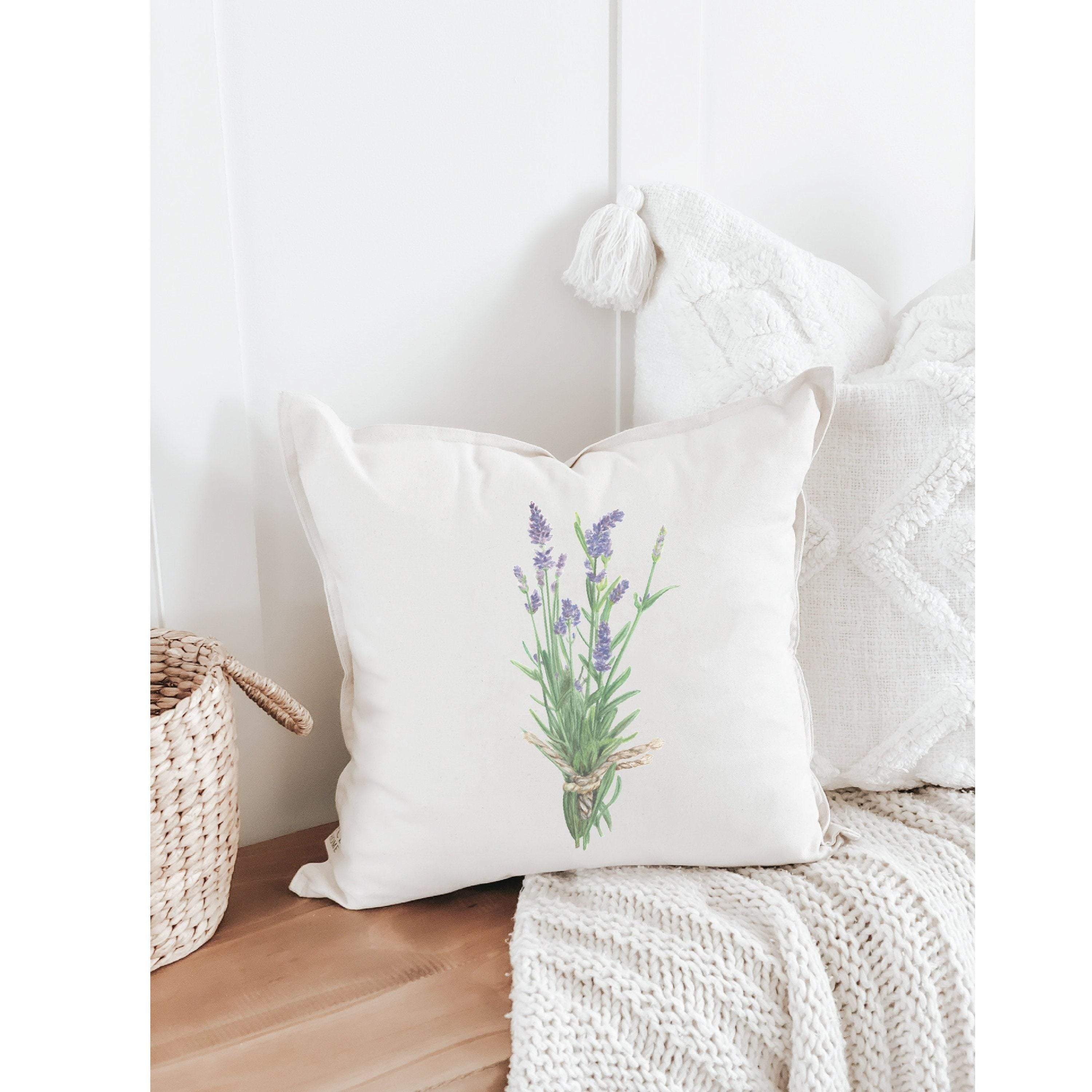 Lavender Watercolor Throw Pillow: Organic Cotton Cushion Cover