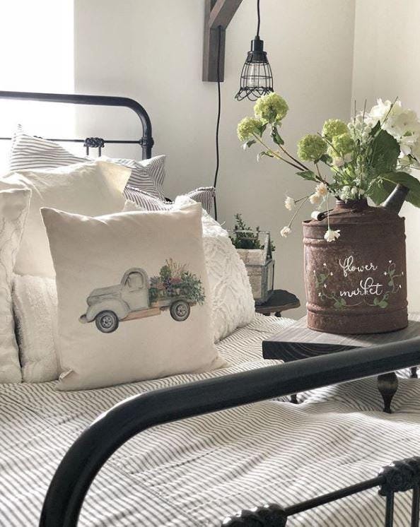 Throw Pillows - Floral Truck Watercolor