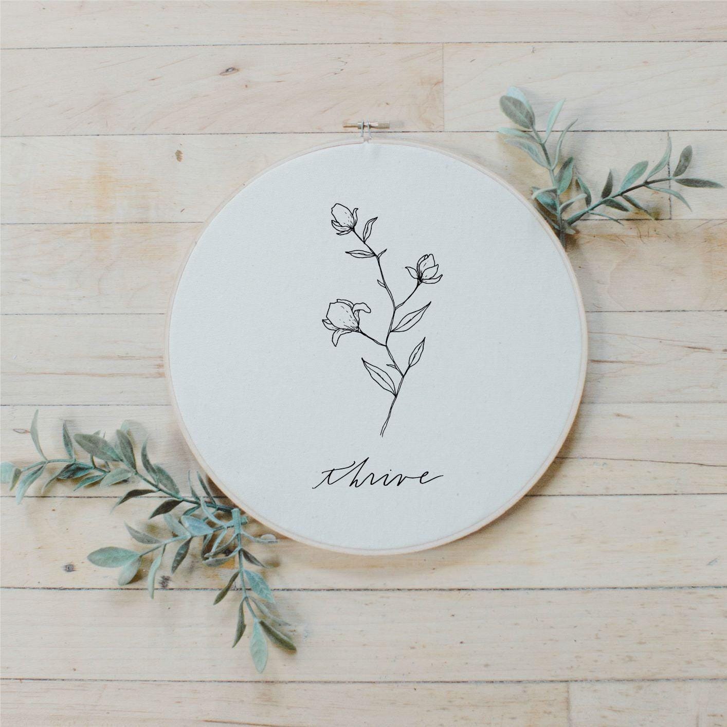 Thrive Wildflower Faux Embroidery Hoop: Spring Home Decor