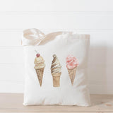 Watercolor Ice Cream Organic Cotton Tote Bag: Beach Bag, Wedding Favor