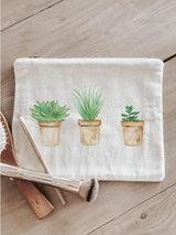 Watercolor Succulents Cosmetic Bag: Organic Cotton Pencil Case
