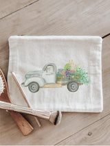 Cosmetic Bag - Floral Truck Watercolor, Handmade in USA, 100% Organic Cotton, Shop Small, Pencil Case, Bridesmaid Gift, Wedding Favor