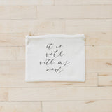 It Is Well With My Soul Cosmetic Bag: Natural Cotton Makeup Clutch