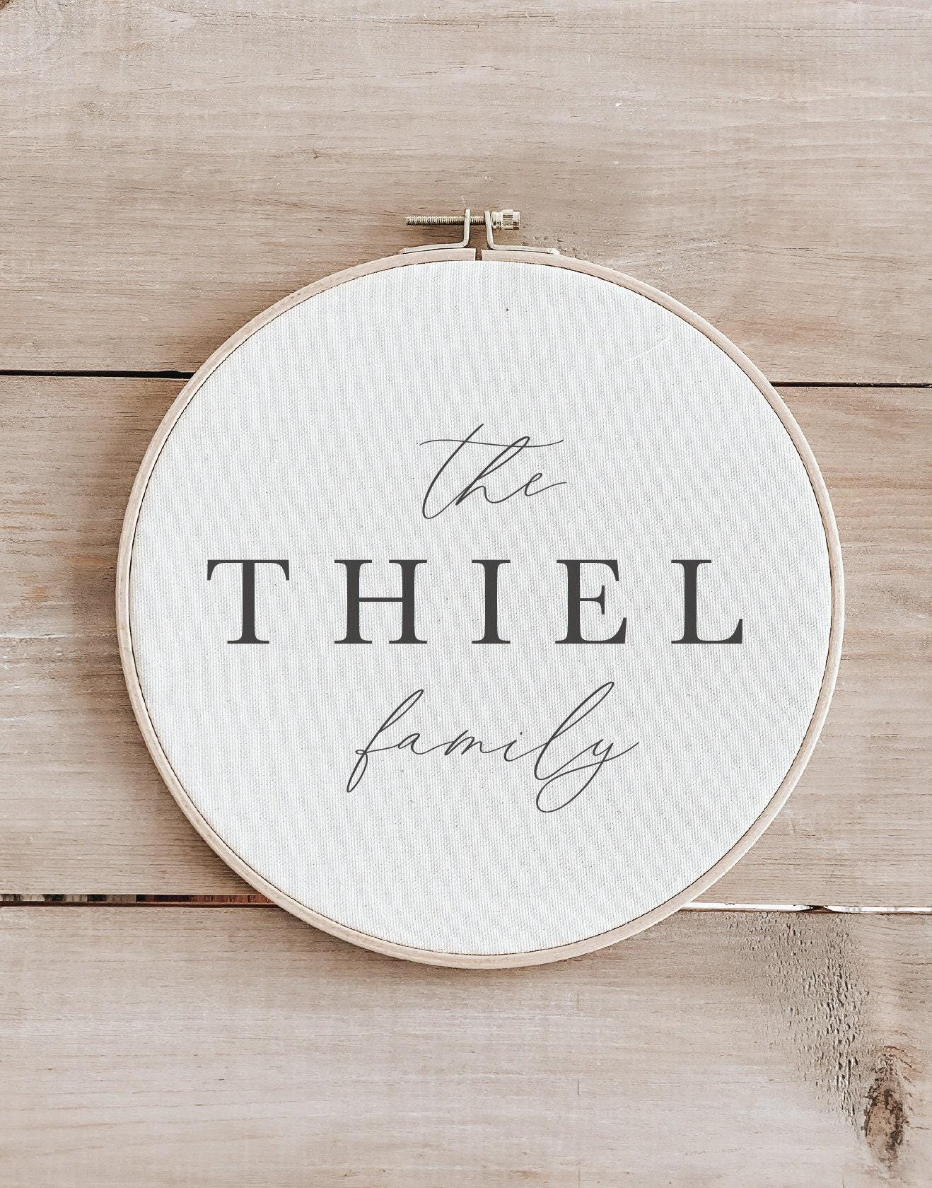 Personalized Family Name Embroidery Hoop: Rustic Farmhouse Wall Decor