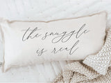 The Snuggle is Real Lumbar Pillow: Farmhouse Lettered Cushion Cover