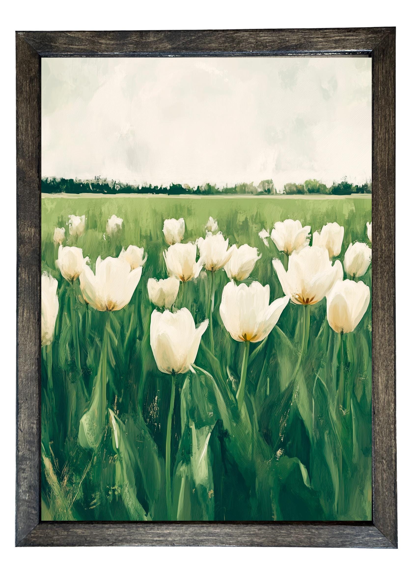 Wood Framed Print - Tulip Field - Handmade in USA, gallery wall art, framed decor