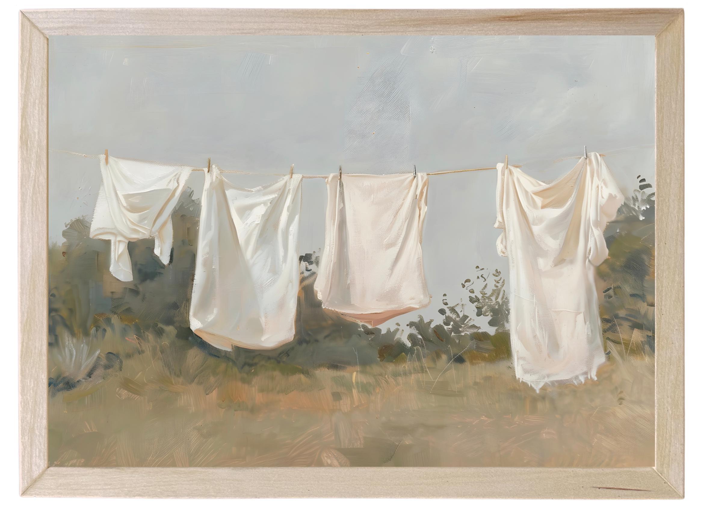 Wood Framed Print - Clothes Line - Handmade in USA, gallery wall art, framed decor