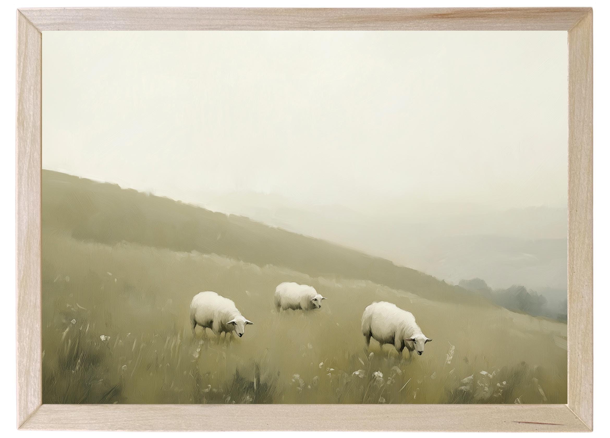 Wooden Frames - Grazing Sheep