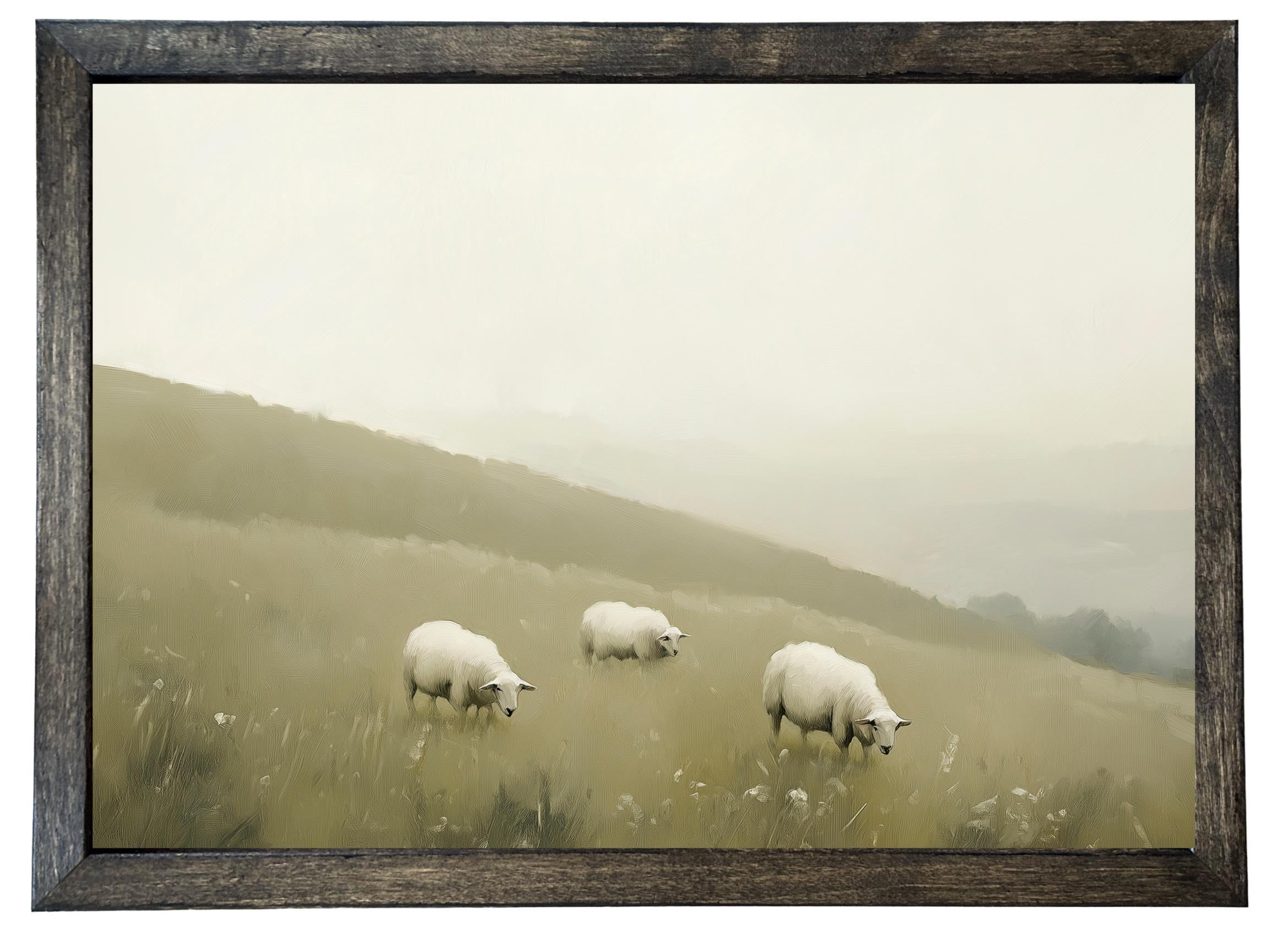 Wooden Frames - Grazing Sheep