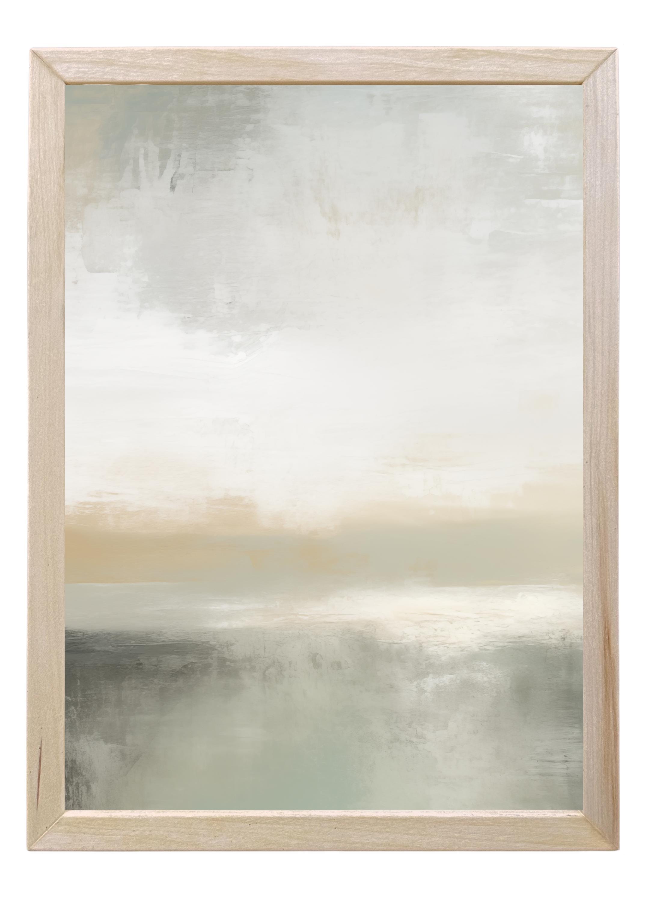 Wood Framed Print - Abstract Greige - Handmade in USA, gallery wall art, framed decor