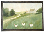 Wood Framed Print - Chicken Pasture - Handmade in USA, gallery wall art, framed decor